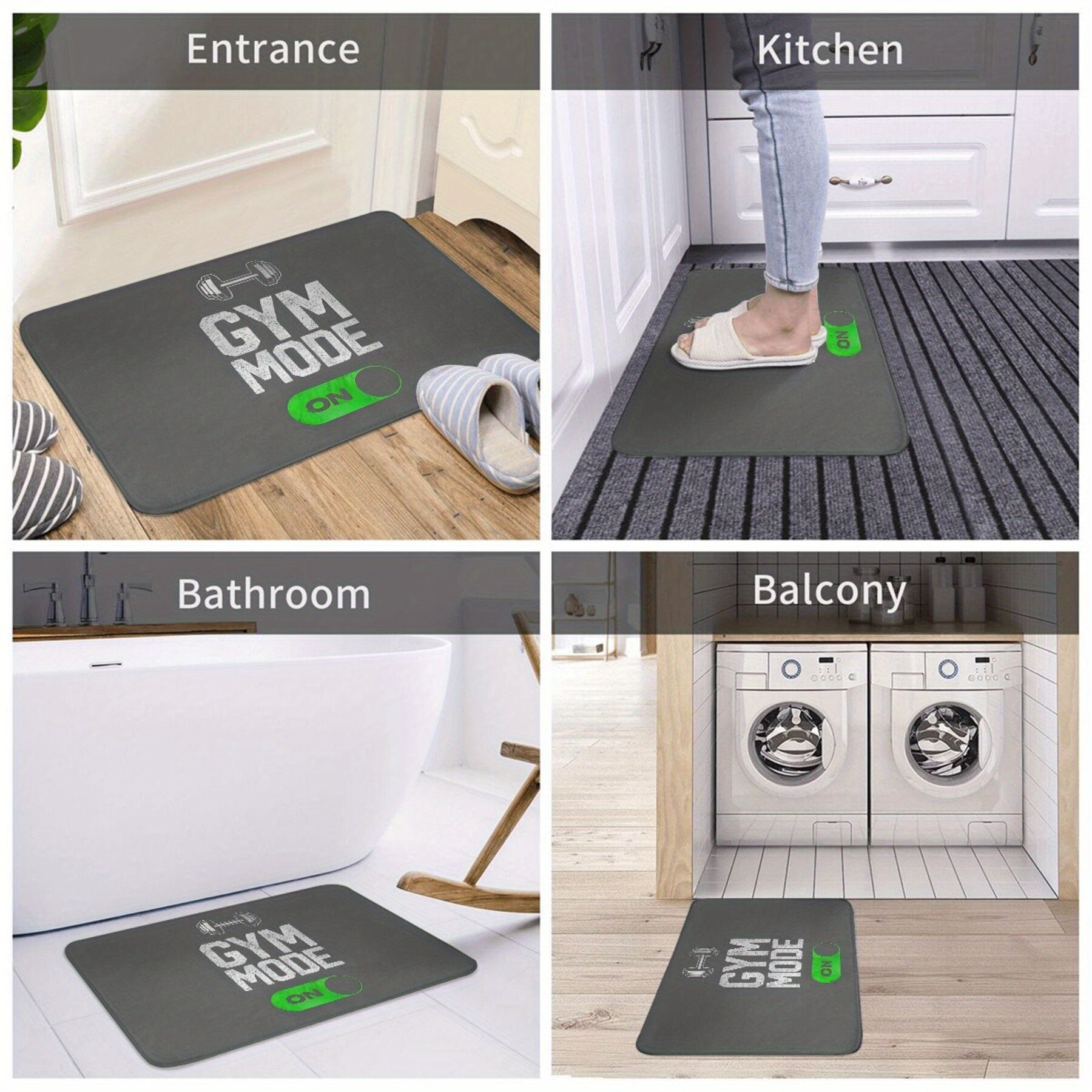 Polyester Doormat Non-Slip Backing Machine Washable Bathroom Kitchen Entrance Floor Mat