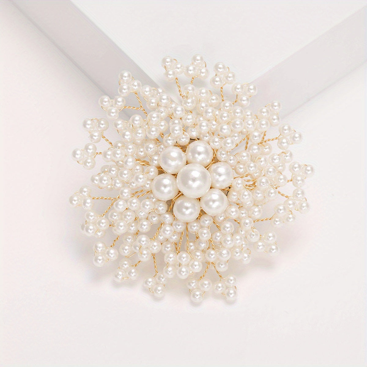 Winter Snowflake Brooch Pin with Resin Imitation Pearl for Women