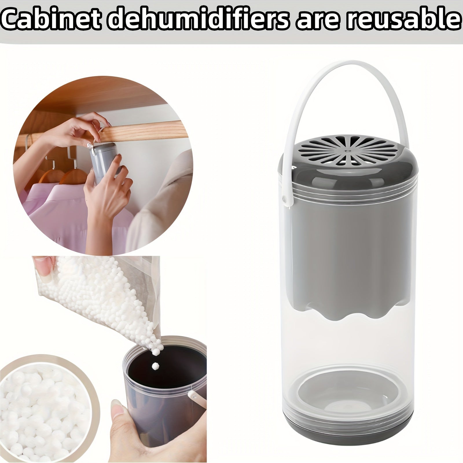 Reusable Calcium Chloride Dehumidifier Box Moisture Absorber for Closet Cabinet Wardrobe