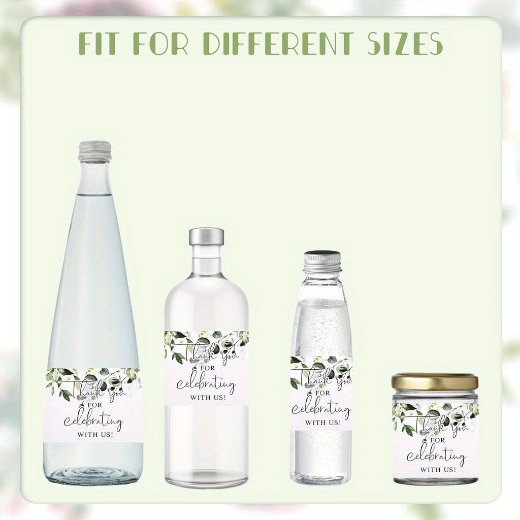 50 ta Nafis Yashil O'simliklar Suv Shishasi Etiketkalari - To'ylar, Tug'ilgan kunlar va Qizlar uchun Ideal | Har qanday ichimlik idishlari uchun uzoq muddatli Rahmat stikerlari