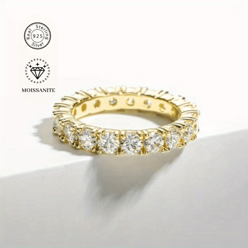 Women's Silver Moissanite Engagement Ring 2.2 Carat Vintage Ethic Diamond Gold Plated