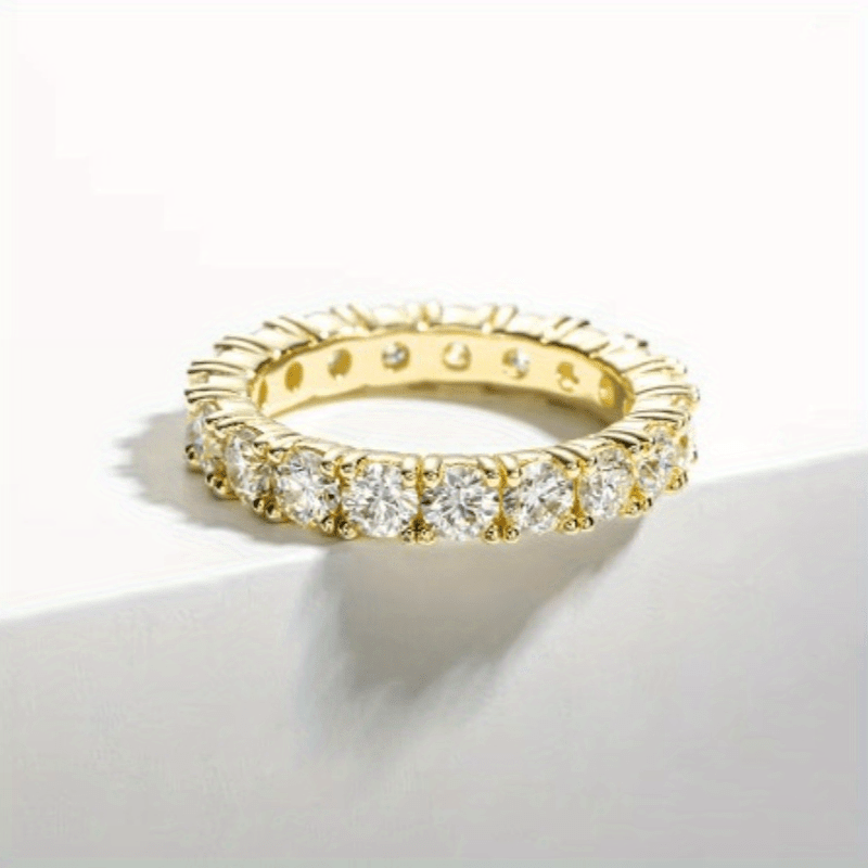 Women's Silver Moissanite Engagement Ring 2.2 Carat Vintage Ethic Diamond Gold Plated