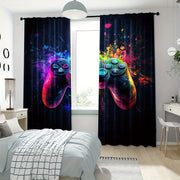 Blackout Curtain Panels for Gaming Room Set of 2 Polyester Window Treatments for Bedroom or Living Room