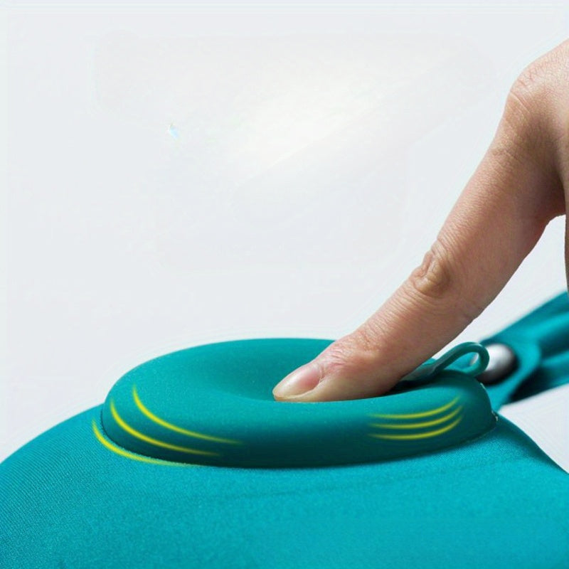 Inflatable U-Shaped Neck Pillow Travel Cervical Support Cushion Black Grey