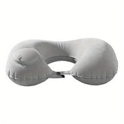 Inflatable U-Shaped Neck Pillow Travel Cervical Support Cushion Black Grey