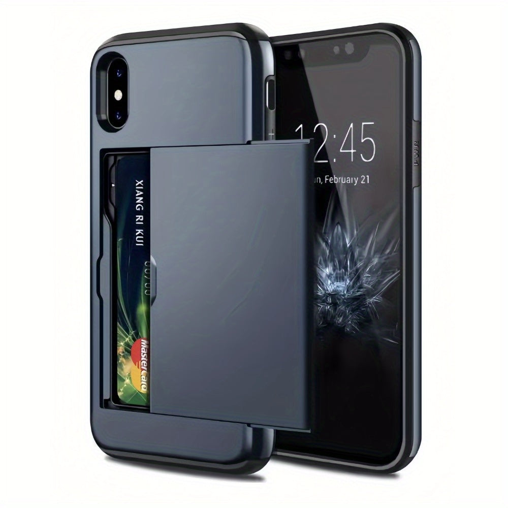 iPhone Wallet Case with Slide Card Slots for Multiple Models Durable Hybrid Armor Cover
