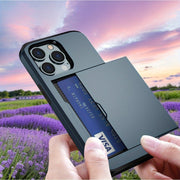 iPhone Wallet Case with Slide Card Slots for Multiple Models Durable Hybrid Armor Cover