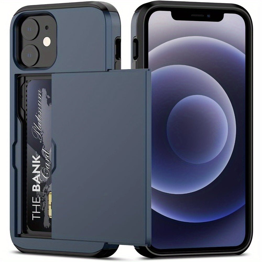 iPhone Wallet Case with Slide Card Slots for Multiple Models Durable Hybrid Armor Cover