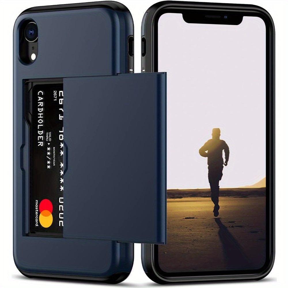 iPhone Wallet Case with Slide Card Slots for Multiple Models Durable Hybrid Armor Cover