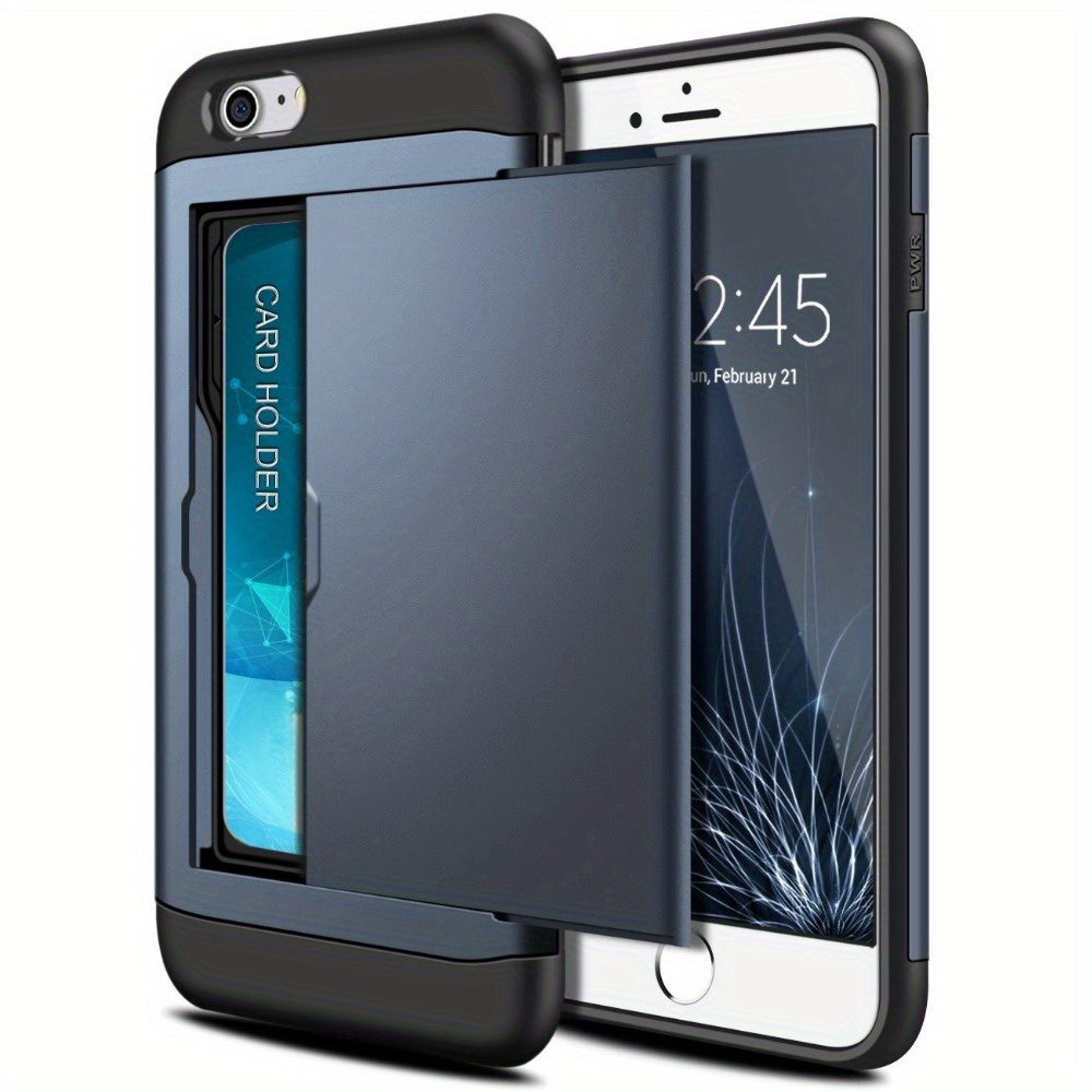 iPhone Wallet Case with Slide Card Slots for Multiple Models Durable Hybrid Armor Cover