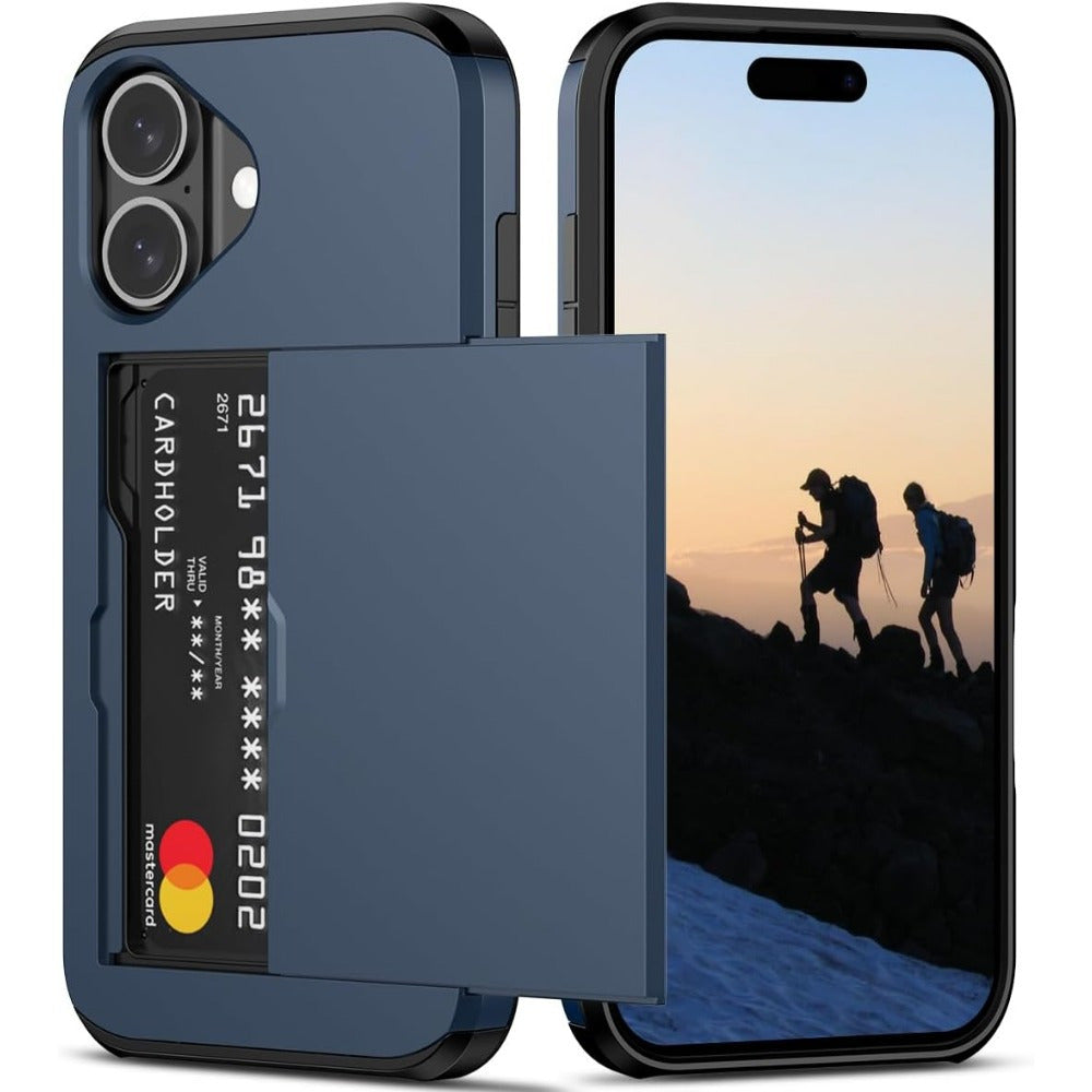 iPhone Wallet Case with Slide Card Slots for Multiple Models Durable Hybrid Armor Cover