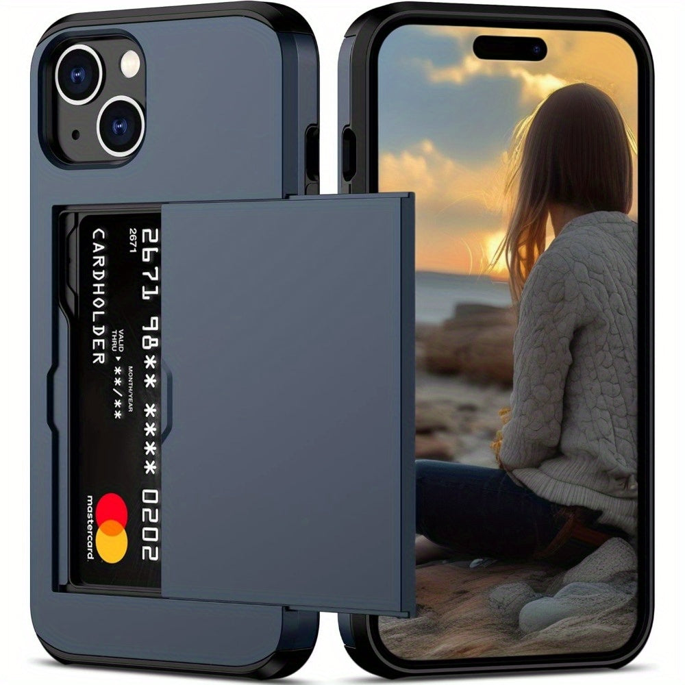 iPhone Wallet Case with Slide Card Slots for Multiple Models Durable Hybrid Armor Cover
