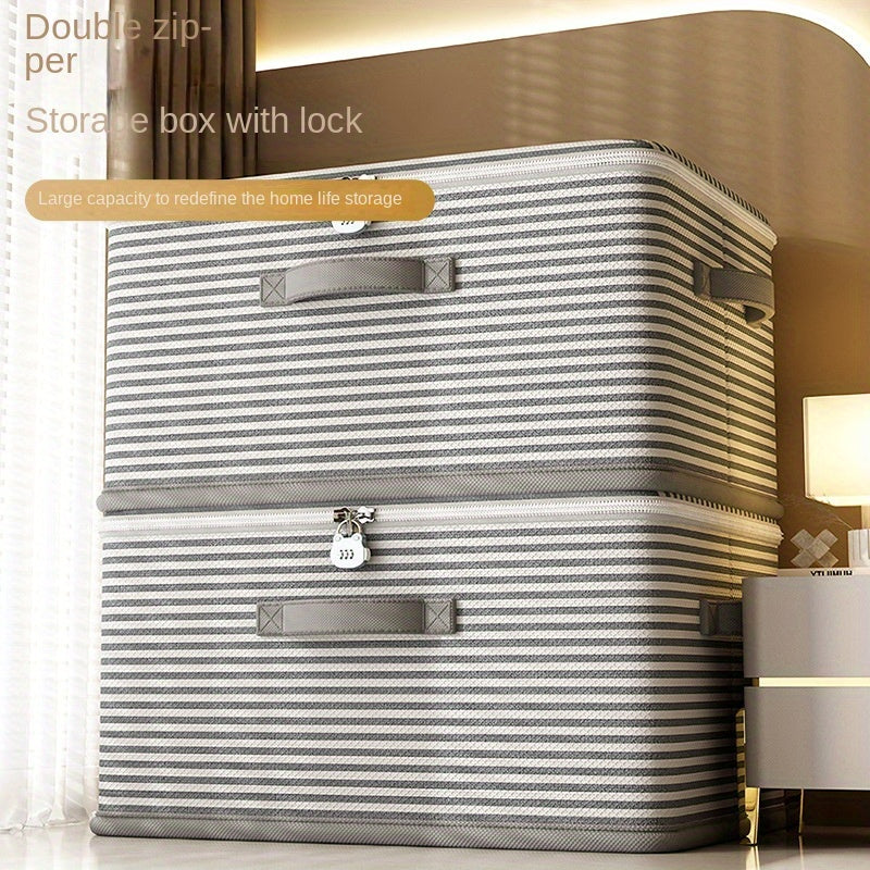 Katta mato saqlash qutisi, qulflangan, kiyim va o'yinchoqlarni tartibga solish uchun ideal. Mustahkam va to'siqsiz, Rojdestvo va har kuni foydalanish uchun mukammal, zamonaviy chiziqli dizayn.