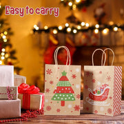Set of 8 Christmas Kraft Paper Gift Bags 21x15cm for Holiday Parties and Home Organization