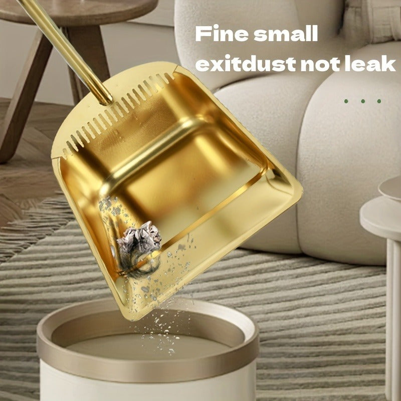 2 ta zanglamas po'latdan yasalgan supurgi va axlat qutisi to'plami - Har qanday xonada oson tozalash uchun mustahkam, 92.48 sm uzun tutqich - Yashash xonasi, yotoqxona, hammom, oshxona, patio uchun qattiq yuzalar uchun mukammal