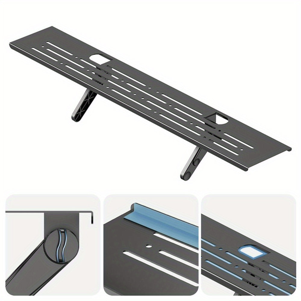 TV Top Shelf Stand for Monitor and Router, Sturdy Metal, Space-Saving Black