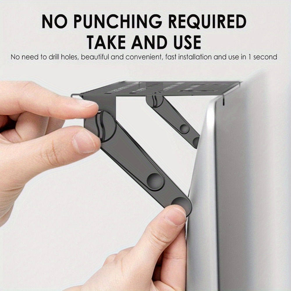 TV Top Shelf Stand for Monitor and Router, Sturdy Metal, Space-Saving Black