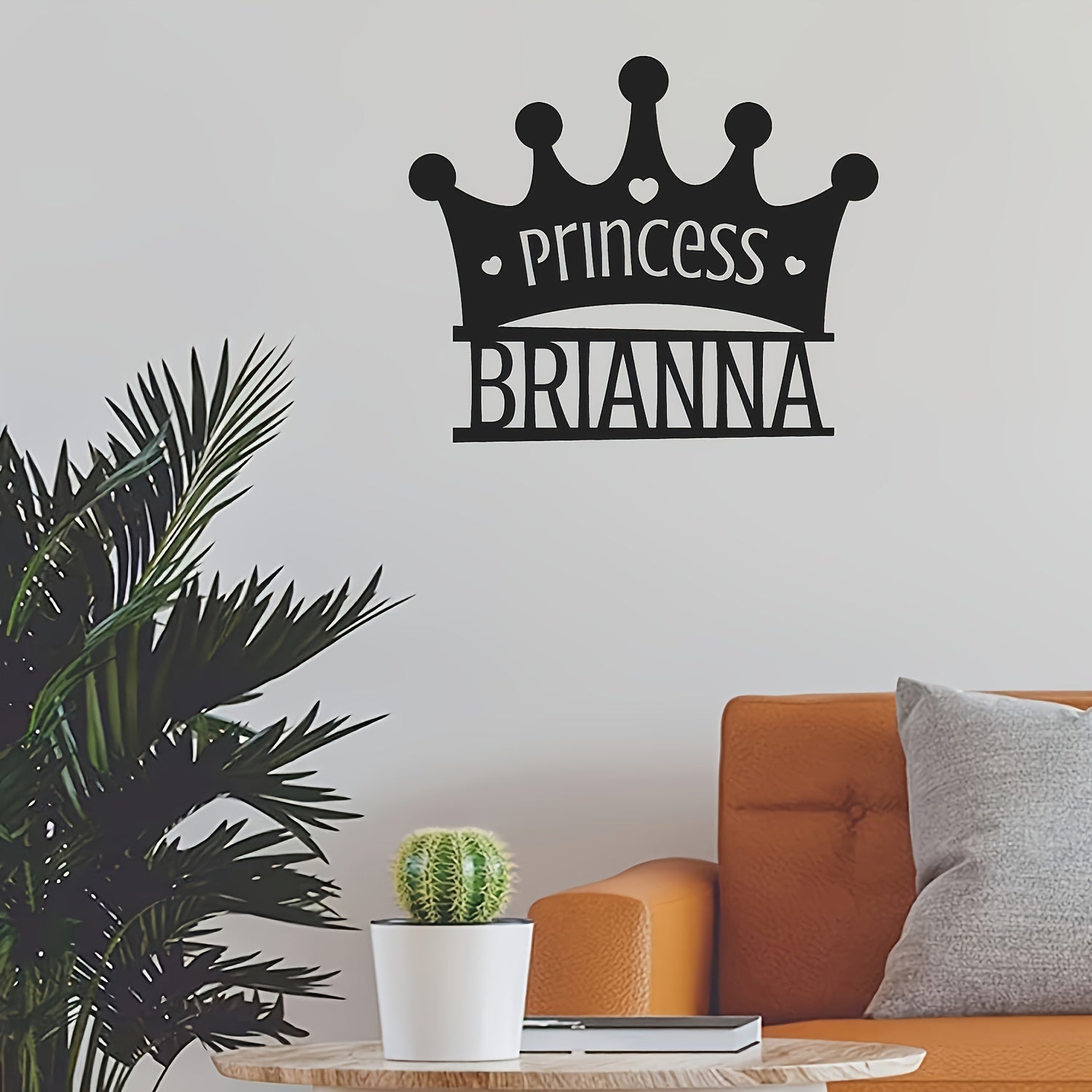 Индивидуальная металлическая настенная декорация в виде короны принцессы с классической черной отделкой - добавьте персонализированный штрих в вашу спальню, гостиную или комнату для детей.