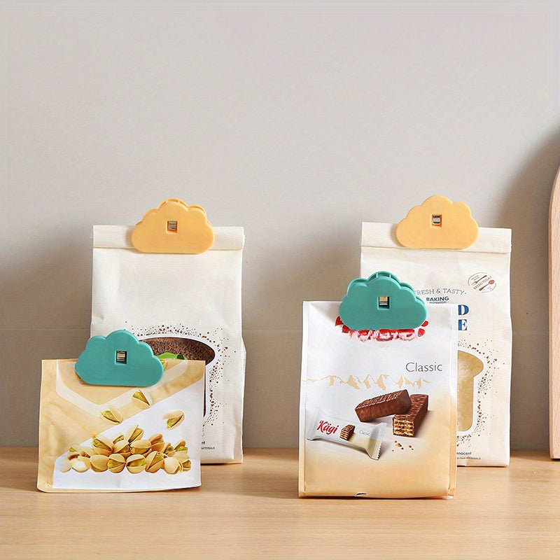 Bulut shaklidagi oziq-ovqat yopish kliplar, ko‘k va oq rangda, havo o'tkazmaydigan, namlikka chidamli, oshxona uchun, shirinliklar, choy, sut kukuni