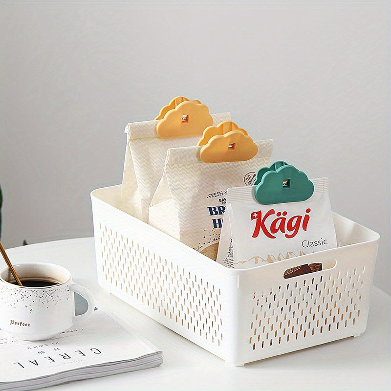 Bulut shaklidagi oziq-ovqat yopish kliplar, ko‘k va oq rangda, havo o'tkazmaydigan, namlikka chidamli, oshxona uchun, shirinliklar, choy, sut kukuni