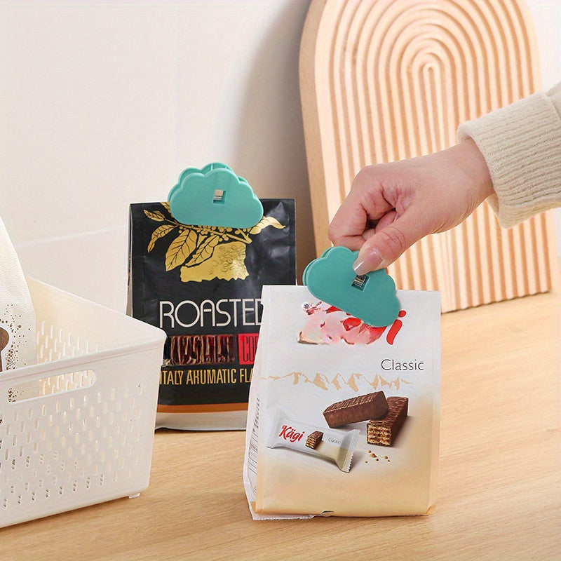 Bulut shaklidagi oziq-ovqat yopish kliplar, ko‘k va oq rangda, havo o'tkazmaydigan, namlikka chidamli, oshxona uchun, shirinliklar, choy, sut kukuni