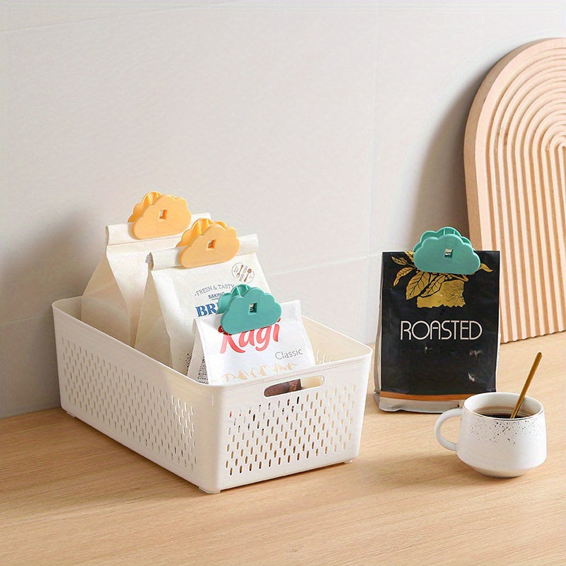 Bulut shaklidagi oziq-ovqat yopish kliplar, ko‘k va oq rangda, havo o'tkazmaydigan, namlikka chidamli, oshxona uchun, shirinliklar, choy, sut kukuni