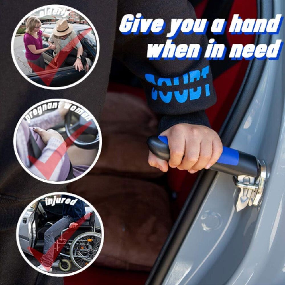 2-in-1 Aluminum Alloy Car Door Handle and Cane Grab Bar Mobility Aid for Elderly