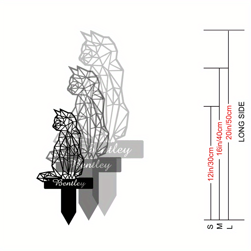 Black Metal Cat Memorial Stake for Garden Personalized Pet Loss Gift 14+