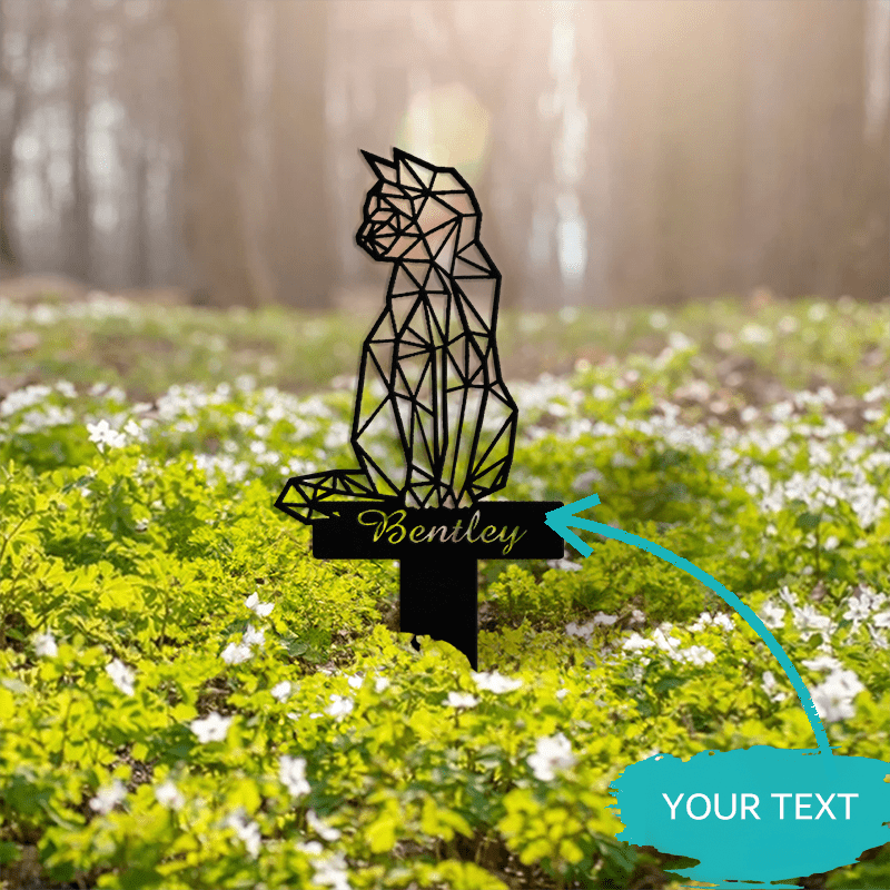 Black Metal Cat Memorial Stake for Garden Personalized Pet Loss Gift 14+