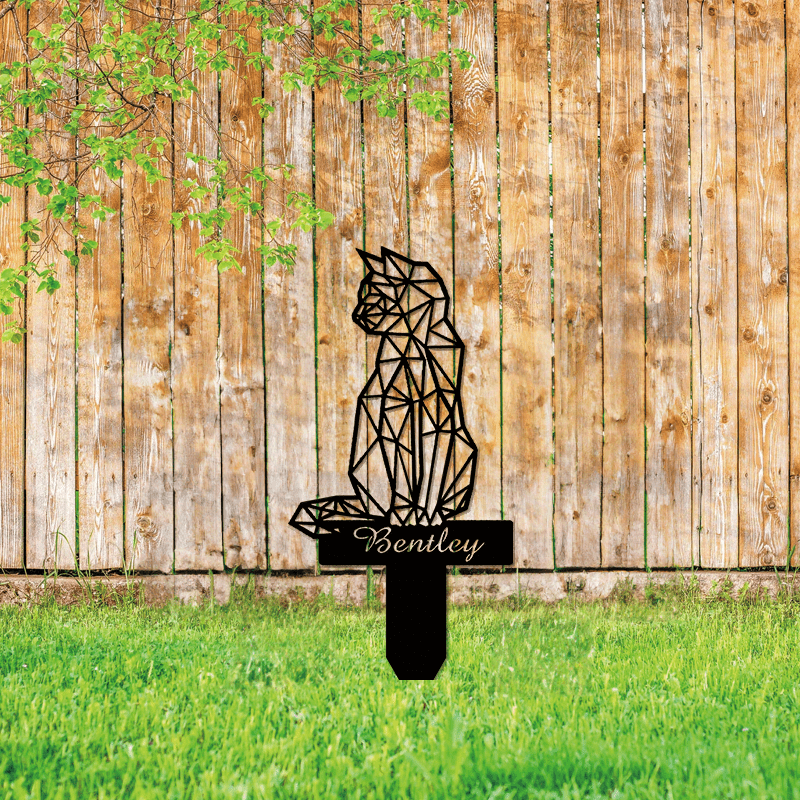 Black Metal Cat Memorial Stake for Garden Personalized Pet Loss Gift 14+