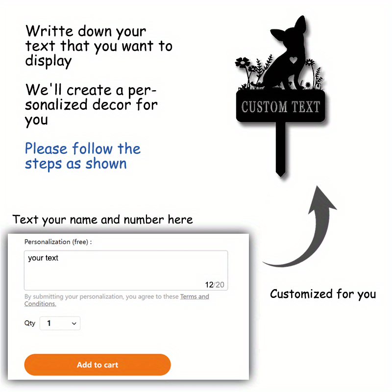 Engraved Dog Cat Memorial Garden Stake Personalized Metal Pet Tribute Outdoor Sympathy Gift Black