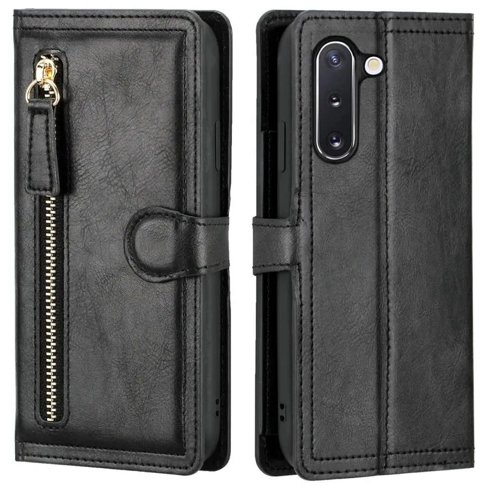 Кошелек-кейс из искусственной кожи с застежкой-молнией для Samsung Galaxy S24 Ultra, S23 Plus, S22, S21, S20 Fe, S10, S9, S8, Note 20 Ultra, 10 Plus, 9, держатель карт, карман для наличных