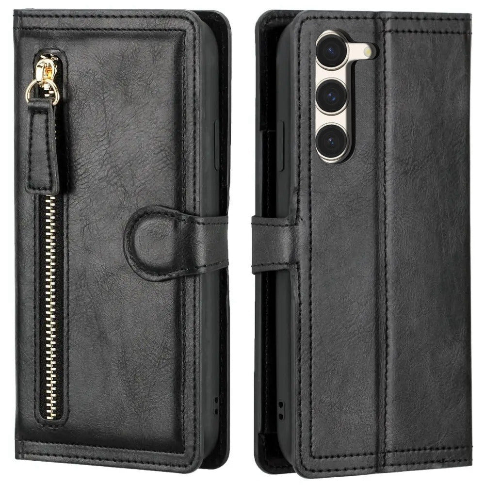 Кошелек-кейс из искусственной кожи с застежкой-молнией для Samsung Galaxy S24 Ultra, S23 Plus, S22, S21, S20 Fe, S10, S9, S8, Note 20 Ultra, 10 Plus, 9, держатель карт, карман для наличных