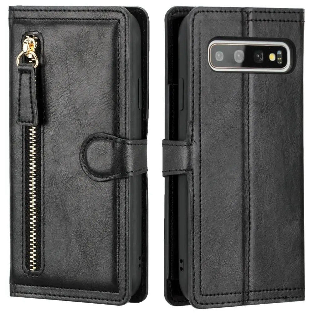 Кошелек-кейс из искусственной кожи с застежкой-молнией для Samsung Galaxy S24 Ultra, S23 Plus, S22, S21, S20 Fe, S10, S9, S8, Note 20 Ultra, 10 Plus, 9, держатель карт, карман для наличных