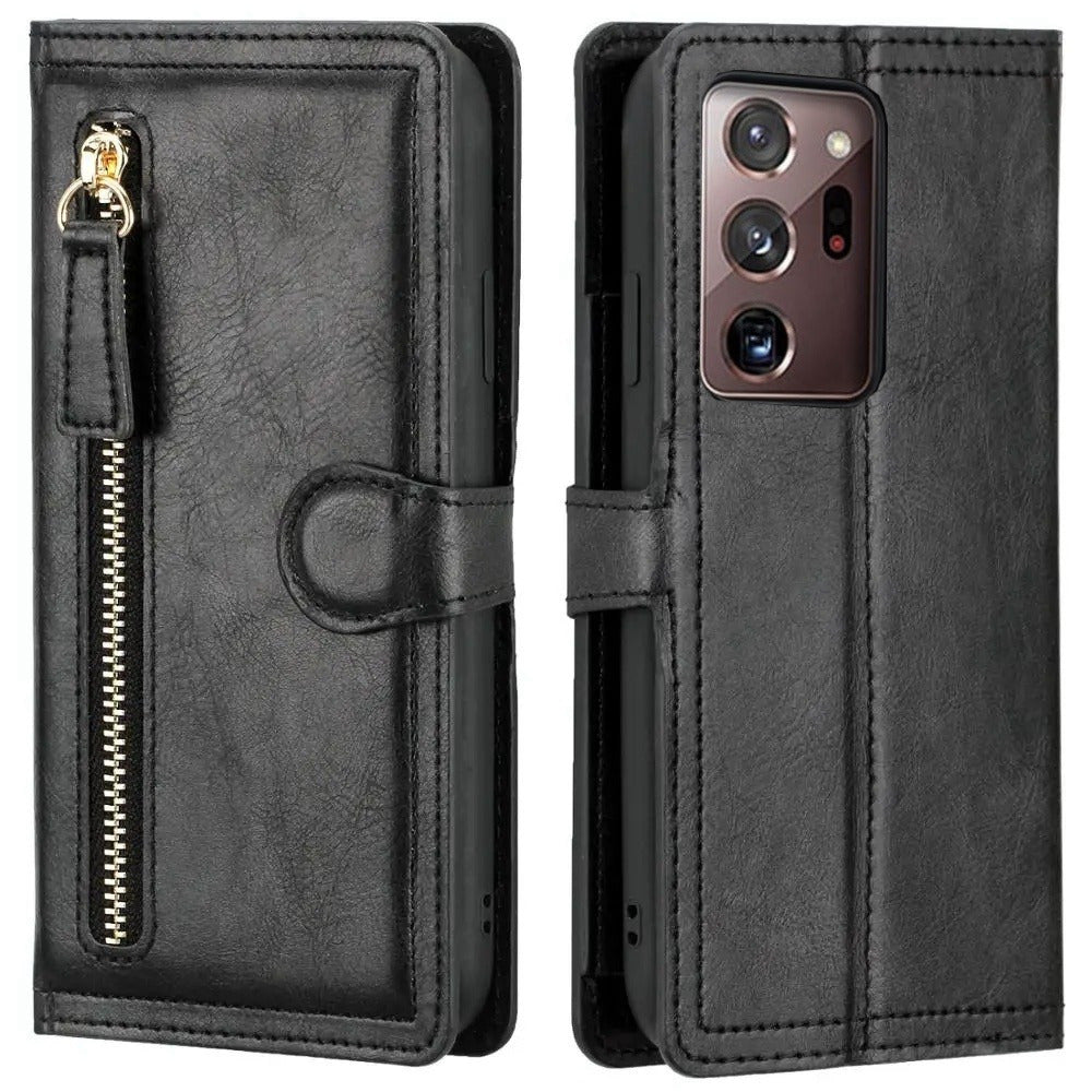 Кошелек-кейс из искусственной кожи с застежкой-молнией для Samsung Galaxy S24 Ultra, S23 Plus, S22, S21, S20 Fe, S10, S9, S8, Note 20 Ultra, 10 Plus, 9, держатель карт, карман для наличных