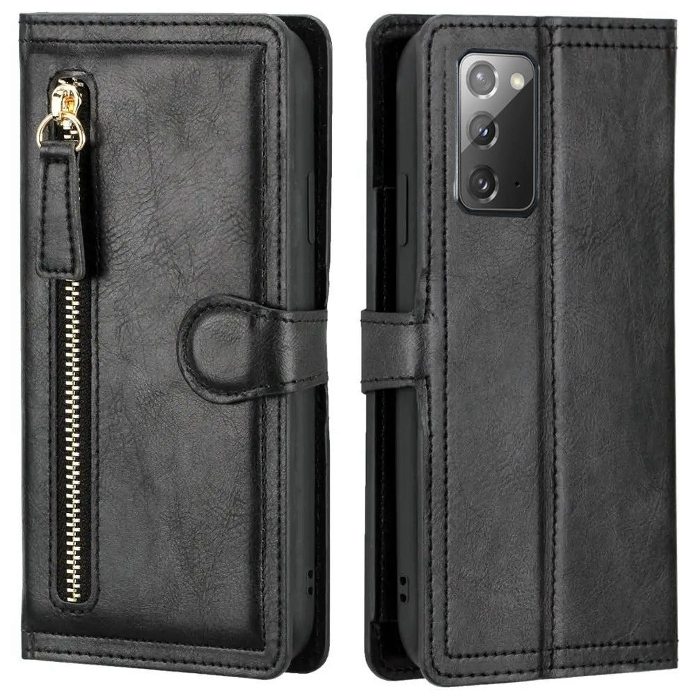 Кошелек-кейс из искусственной кожи с застежкой-молнией для Samsung Galaxy S24 Ultra, S23 Plus, S22, S21, S20 Fe, S10, S9, S8, Note 20 Ultra, 10 Plus, 9, держатель карт, карман для наличных