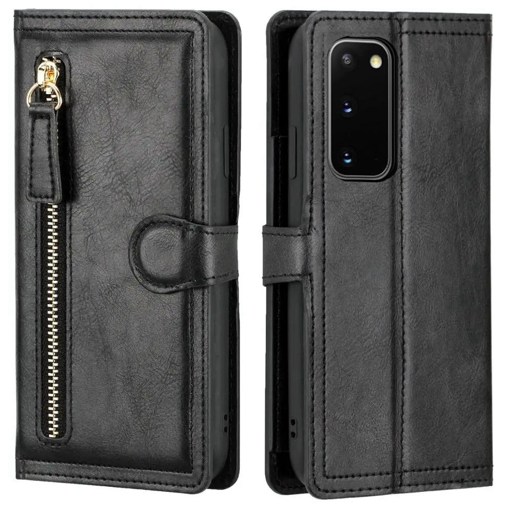Кошелек-кейс из искусственной кожи с застежкой-молнией для Samsung Galaxy S24 Ultra, S23 Plus, S22, S21, S20 Fe, S10, S9, S8, Note 20 Ultra, 10 Plus, 9, держатель карт, карман для наличных