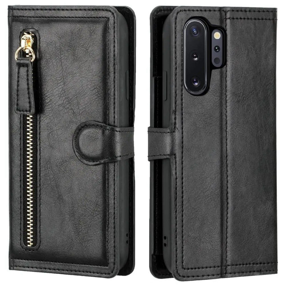 Кошелек-кейс из искусственной кожи с застежкой-молнией для Samsung Galaxy S24 Ultra, S23 Plus, S22, S21, S20 Fe, S10, S9, S8, Note 20 Ultra, 10 Plus, 9, держатель карт, карман для наличных