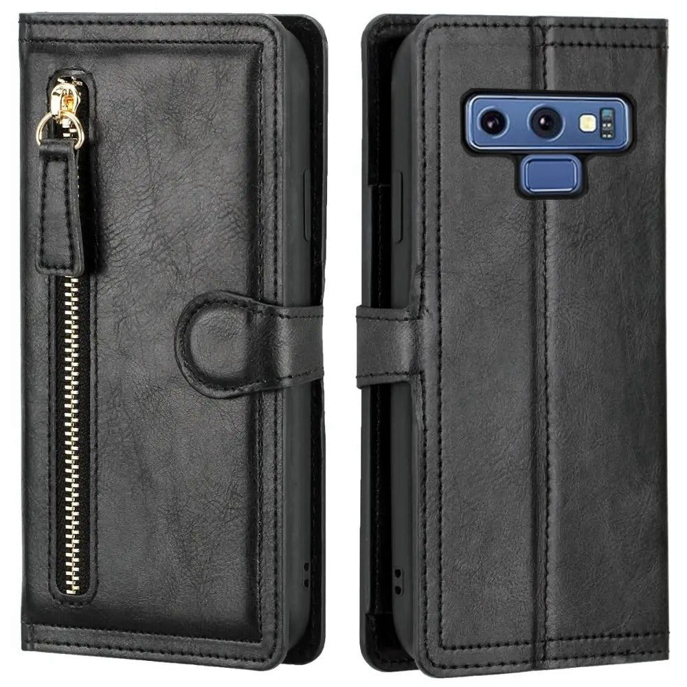 Кошелек-кейс из искусственной кожи с застежкой-молнией для Samsung Galaxy S24 Ultra, S23 Plus, S22, S21, S20 Fe, S10, S9, S8, Note 20 Ultra, 10 Plus, 9, держатель карт, карман для наличных