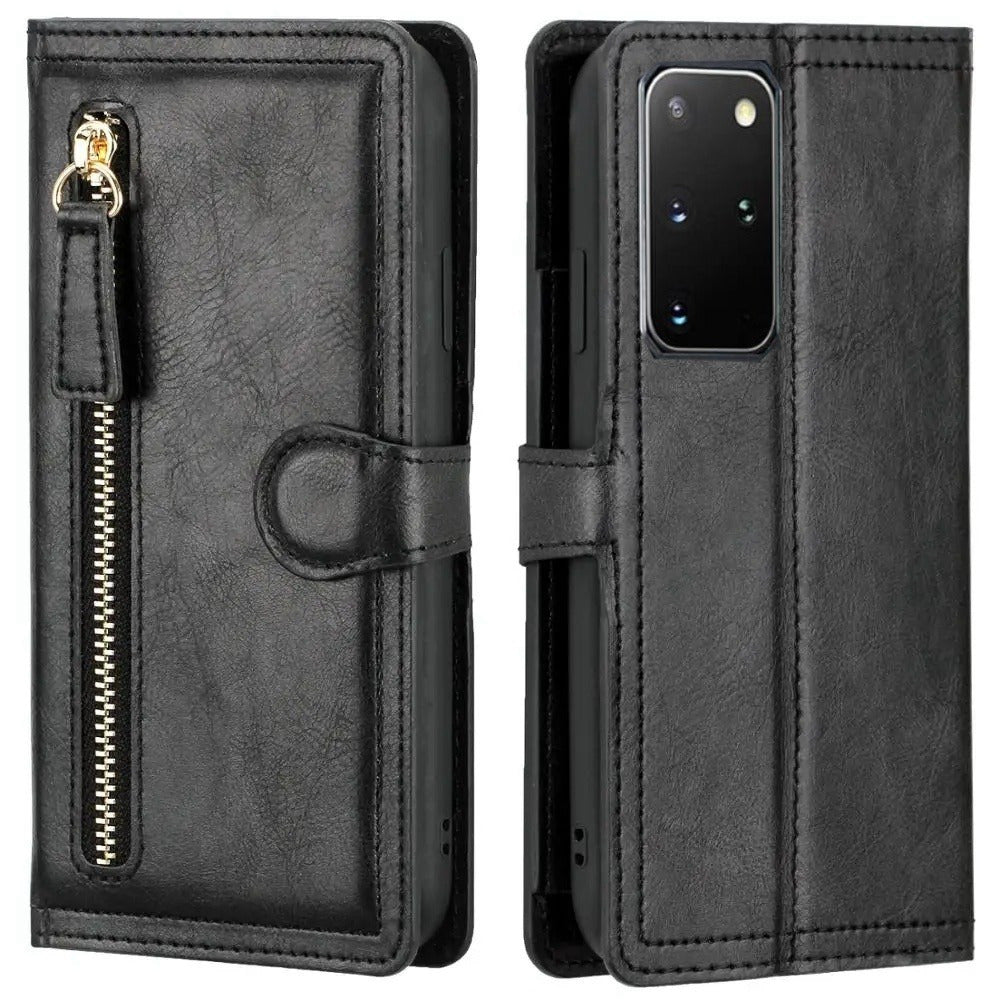 Кошелек-кейс из искусственной кожи с застежкой-молнией для Samsung Galaxy S24 Ultra, S23 Plus, S22, S21, S20 Fe, S10, S9, S8, Note 20 Ultra, 10 Plus, 9, держатель карт, карман для наличных