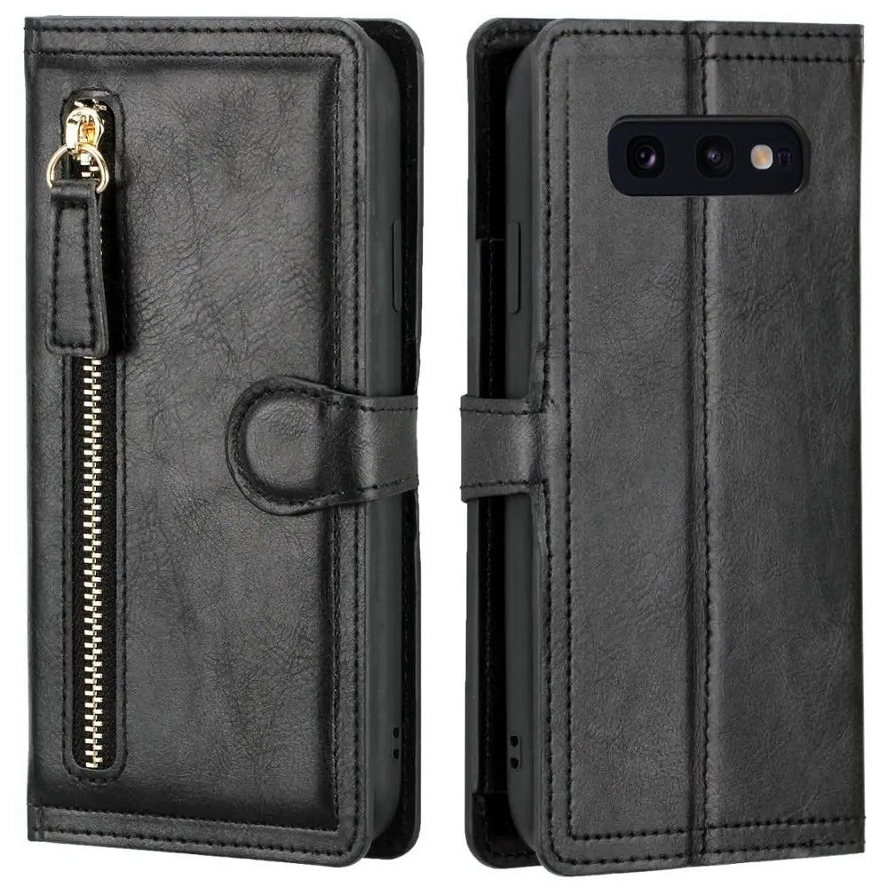 Кошелек-кейс из искусственной кожи с застежкой-молнией для Samsung Galaxy S24 Ultra, S23 Plus, S22, S21, S20 Fe, S10, S9, S8, Note 20 Ultra, 10 Plus, 9, держатель карт, карман для наличных