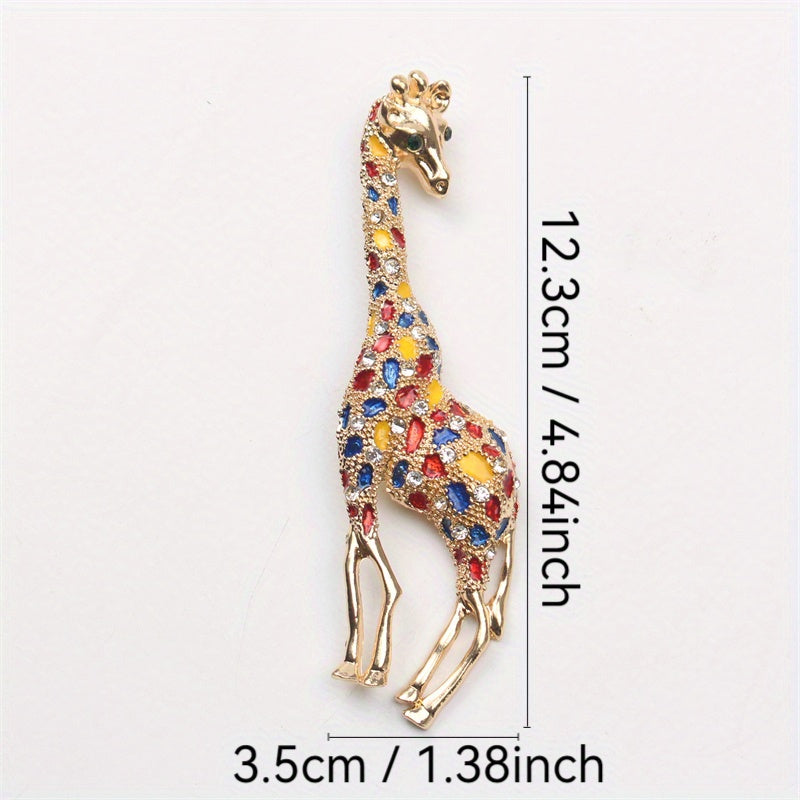 Giraffe Brooch Pin with Rhinestones Animal-Shaped Enamel Jewelry for Cardigans and Scarves