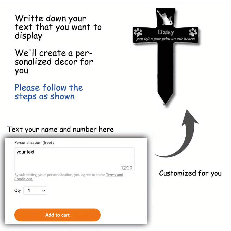 Qora metall hayvonlar uchun dafn qilish uchun belgi, ob-havo sharoitlariga chidamli, piyoda izlari bilan chiziqli rasm, mushuklar va itlar uchun