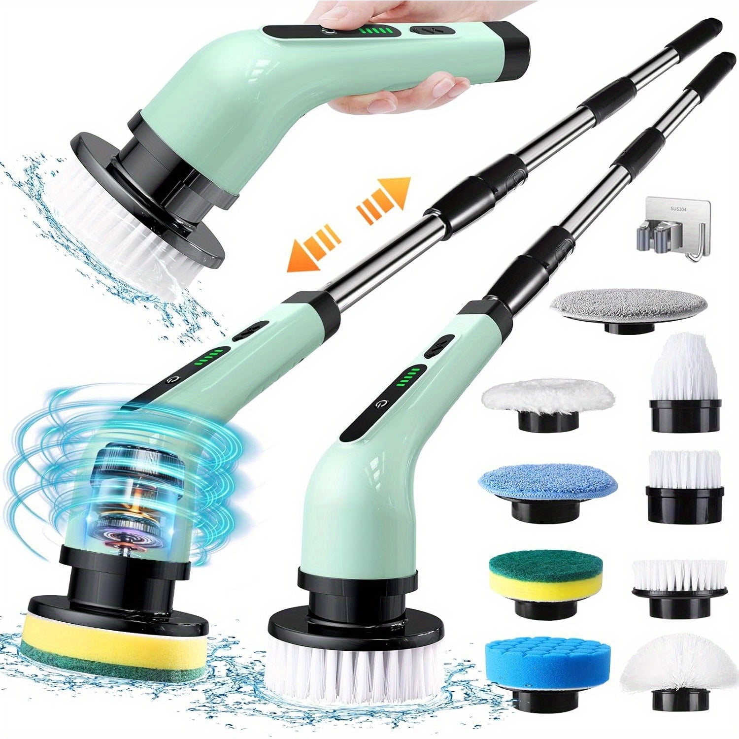 Elektr tozalash cho'tkasi - Ko'p funksiyali. USB orqali zaryadlanadigan, uzun tutqichi va tortiladigan dizayni bilan oshxona, hammom va avtomobil uchun. 1800mAh litiy batareyali ikki maqsadli tozalovchi.