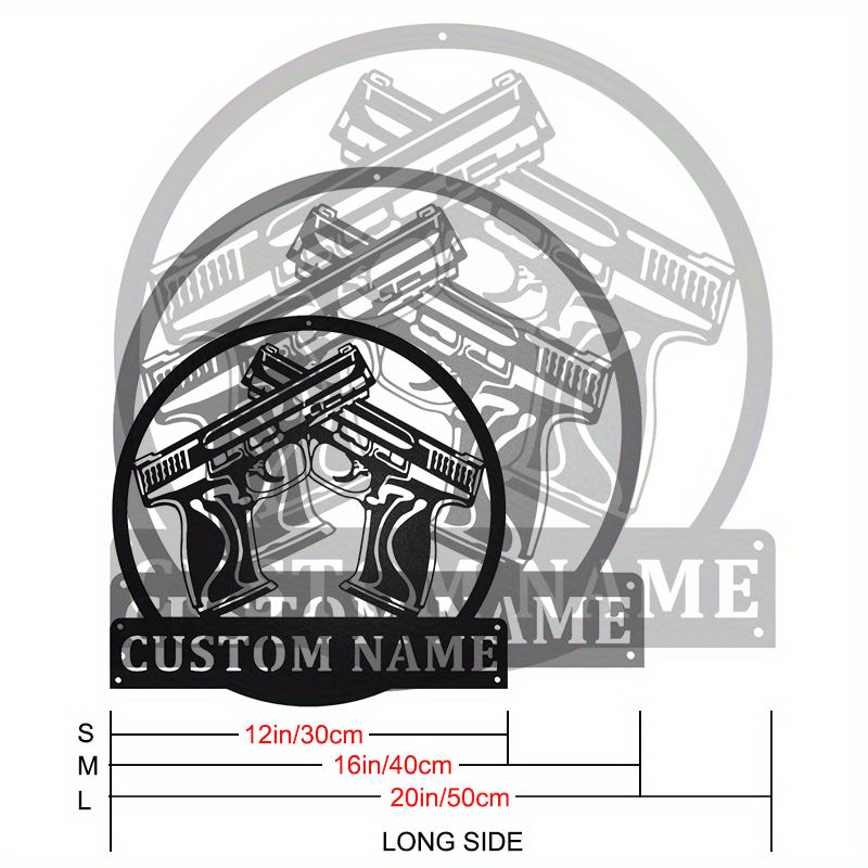 Personalized Gun Metal Wall Art with Custom Name Black Decor Sign for Home Office