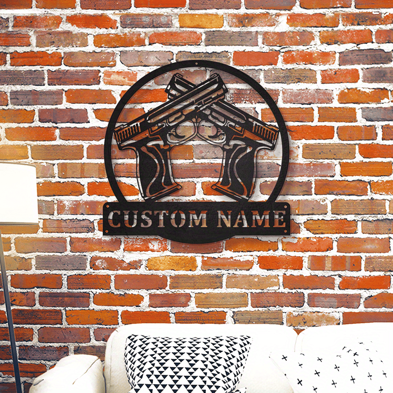 Personalized Gun Metal Wall Art with Custom Name Black Decor Sign for Home Office