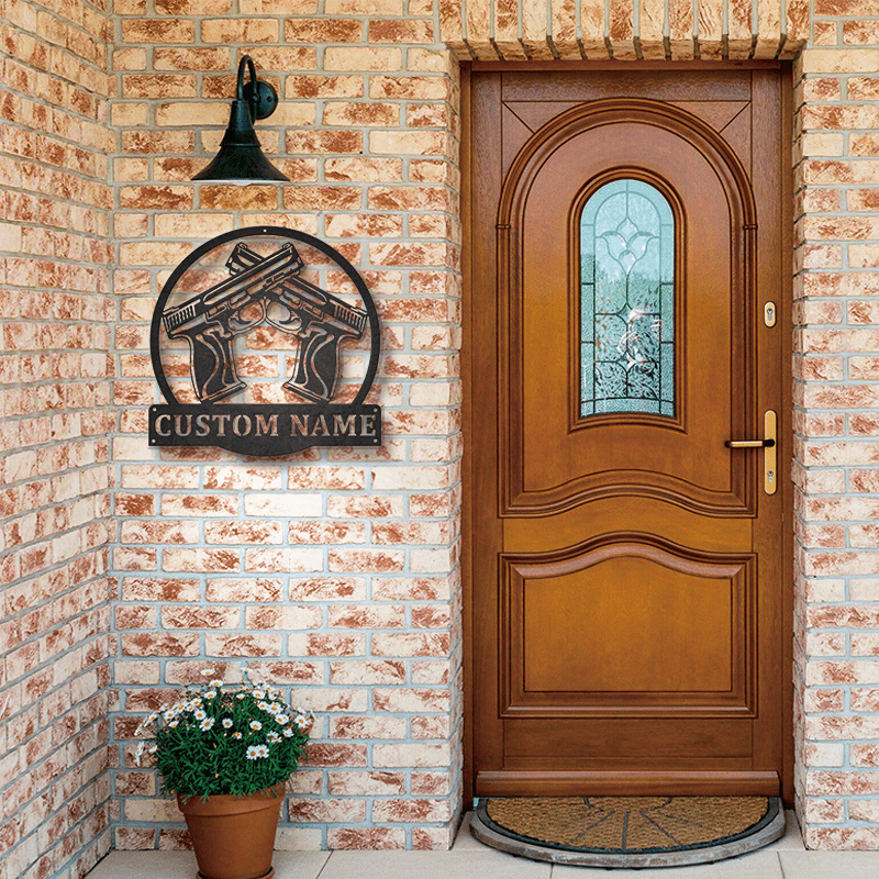 Personalized Gun Metal Wall Art with Custom Name Black Decor Sign for Home Office