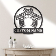 Personalized Gun Metal Wall Art with Custom Name Black Decor Sign for Home Office