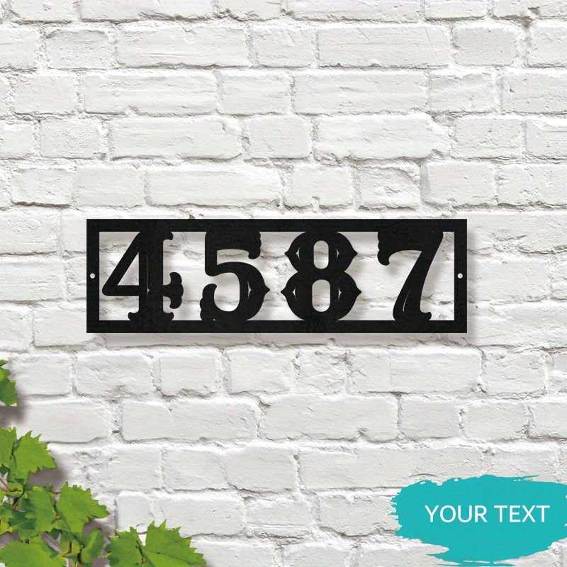 Maxsus metall uy raqami belgisi, shaxsiylashtirilgan ism va manzil plakati, qora devor dekoratsiyasi