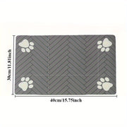 Diatomaceous Earth Pet Feeding Mat for Dogs and Cats Splash-Proof Absorbent Washable Black Paw Print